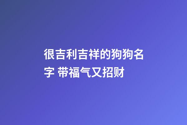 很吉利吉祥的狗狗名字 带福气又招财